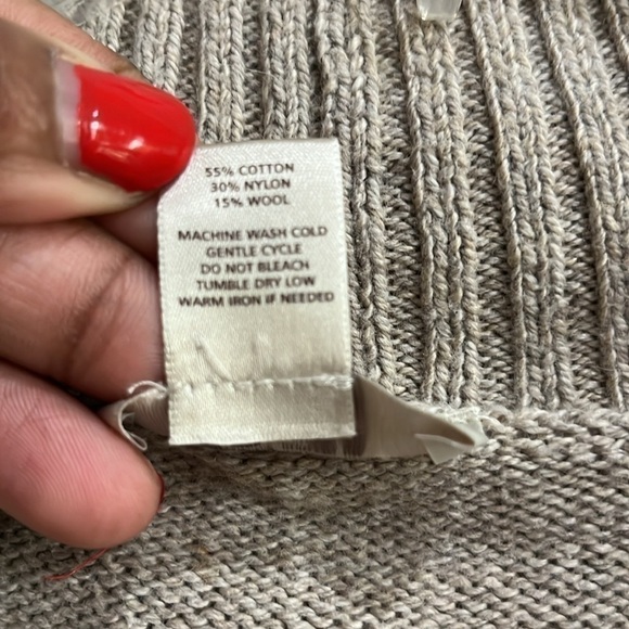 Loft Women’s Knee Length Sweater Dress Short Sleeve Beige Size XS - Picture 5 of 9